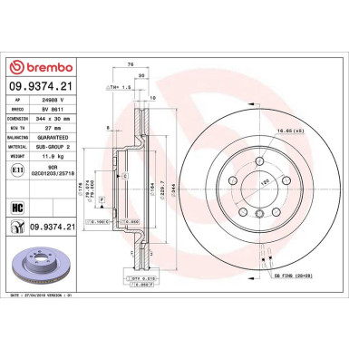 Brembo Bremsscheibe PRIME LINE - UV Coated 09.9374.21