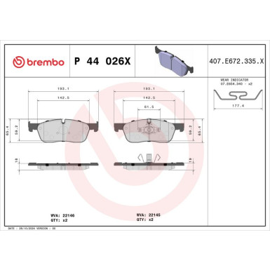 Brembo Bremsbelagsatz, Scheibenbremse XTRA LINE P 44 026X