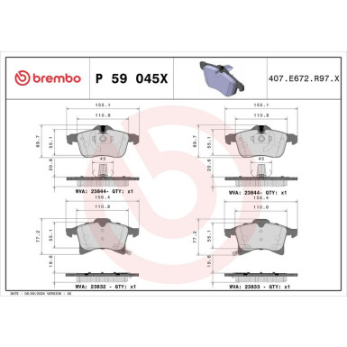P 59 045X Bremsbelagsatz, Scheibenbremse XTRA LINE