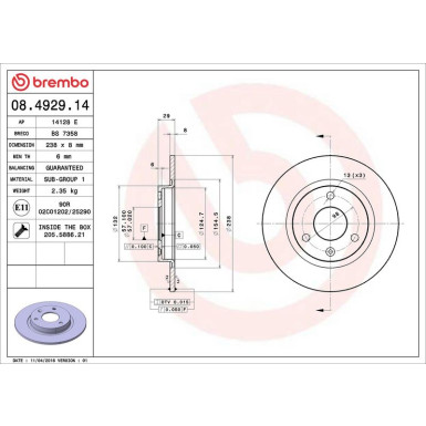 Brembo Bremsscheibe PRIME LINE 08.4929.14
