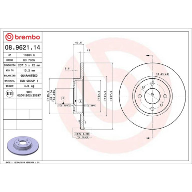 Brembo Bremsscheibe PRIME LINE 08.9621.14