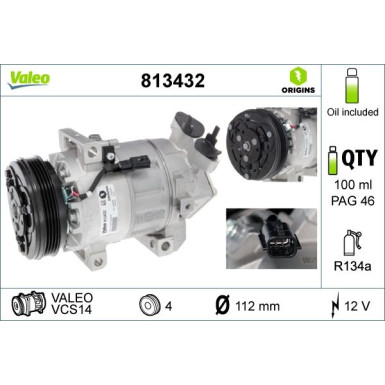 813432 Kompressor, Klimaanlage VALEO ORIGINS - NEW O.E. TECHNOLOGIE