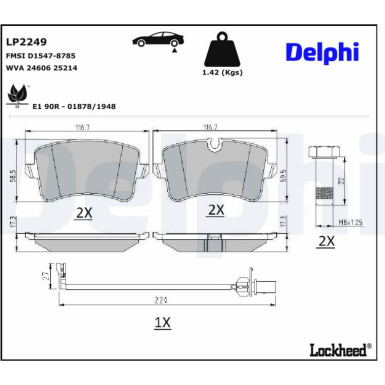 LP2249 Bremsbelagsatz, Scheibenbremse