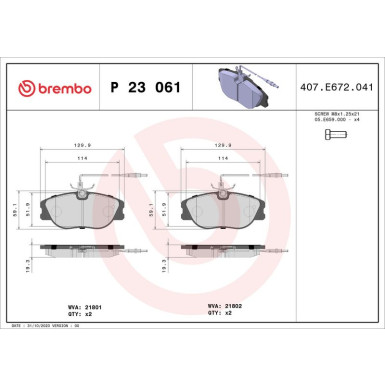 Brembo Bremsbelagsatz, Scheibenbremse PRIME LINE P 23 061
