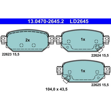 Bremsbelagsatz, Scheibenbremse ATE Ceramic 13.0470-2645.2