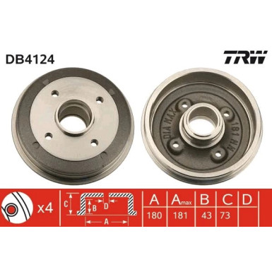 TRW | Bremstrommel | DB4124
