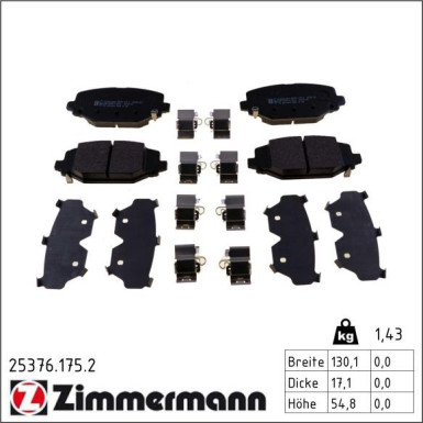Zimmermann Bremsbelagsatz, Scheibenbremse 25376.175.2