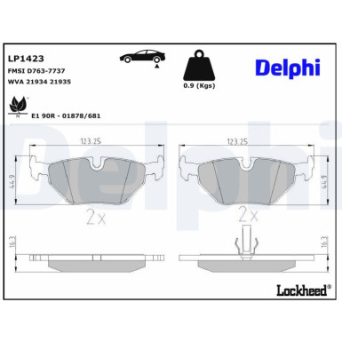 Delphi | Bremsbelagsatz, Scheibenbremse | LP1423