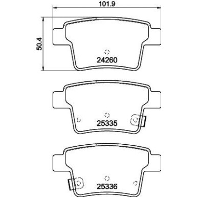 Hella | Bremsbelagsatz, Scheibenbremse | 8DB 355 012-171