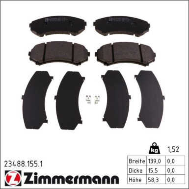 Zimmermann Bremsbelagsatz, Scheibenbremse 23488.155.1