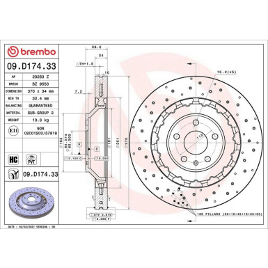 09.D174.33 Bremsscheibe PRIME LINE - Dual Cast