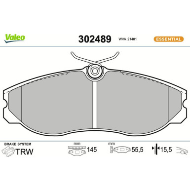 Valeo Bremsbelagsatz, Scheibenbremse ESSENTIAL 302489