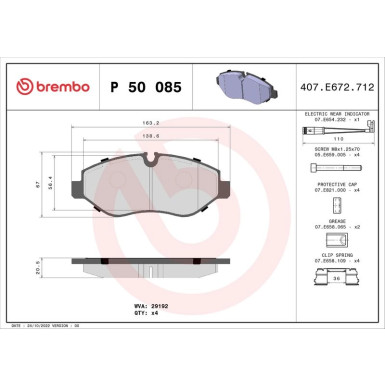 Brembo Bremsbelagsatz, Scheibenbremse PRIME LINE P 50 085 Brembo Bremsbelagsatz, Scheibenbremse PRIME LINE P 50 085