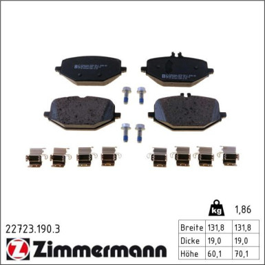 Zimmermann Bremsbelagsatz, Scheibenbremse 22723.190.3
