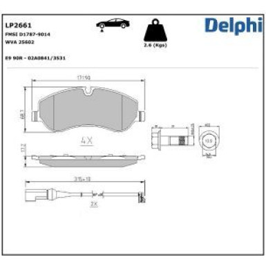 Delphi Bremsbelagsatz, Scheibenbremse LP2661