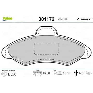 Valeo | Bremsbelagsatz, Scheibenbremse | 301172