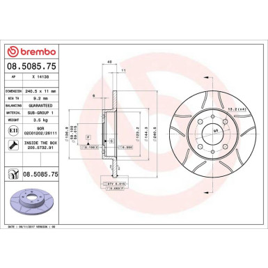 Brembo | Bremsscheibe | 08.5085.75