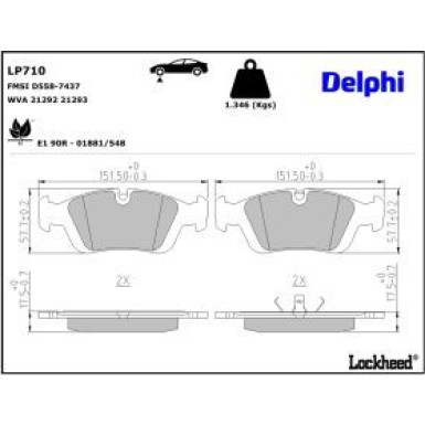 Delphi Bremsbelagsatz, Scheibenbremse LP710