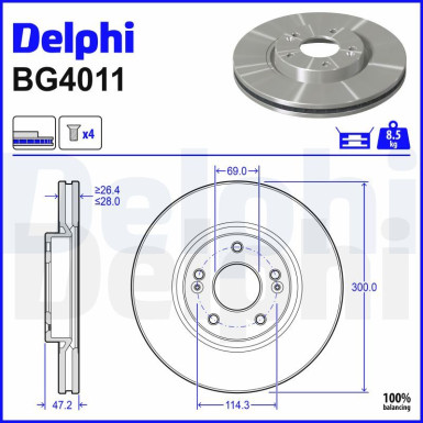 Delphi | Bremsscheibe | BG4011