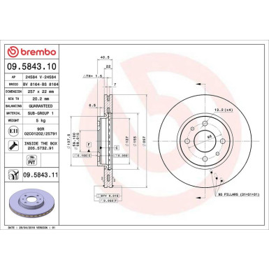 Brembo Bremsscheibe PRIME LINE - UV Coated 09.5843.11