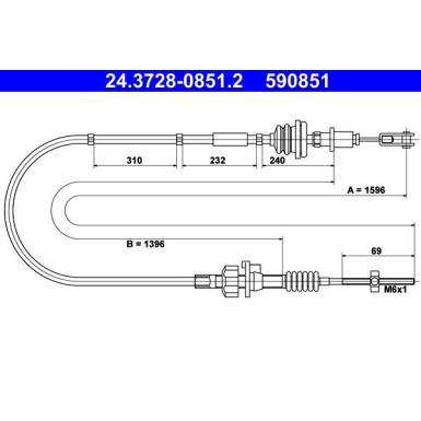 24.3728-0851.2 Seilzug, Kupplungsbetätigung 24.3728-0851.2 Seilzug, Kupplungsbetätigung