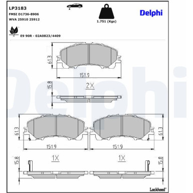 LP3183 Bremsbelagsatz, Scheibenfeststellbremse