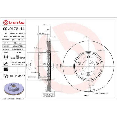 Brembo Bremsscheibe PRIME LINE - UV Coated 09.9172.11