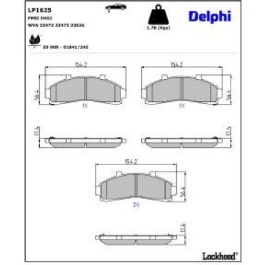Delphi Bremsbelagsatz, Scheibenbremse LP1625