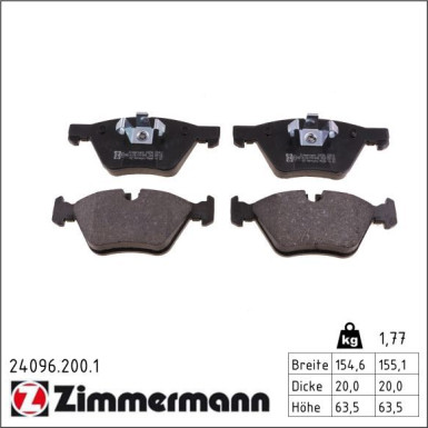 Zimmermann Bremsbelagsatz, Scheibenbremse 24096.200.1