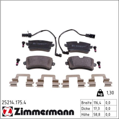 Zimmermann Bremsbelagsatz, Scheibenbremse 25214.175.4