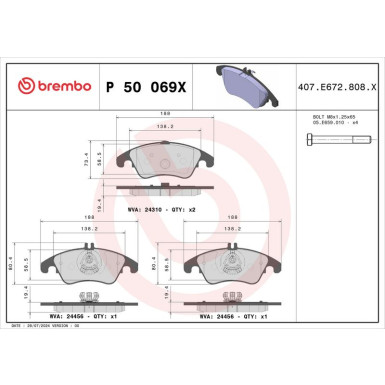 Brembo Bremsbelagsatz, Scheibenbremse XTRA LINE P 50 069X