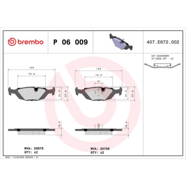 Brembo Bremsbelagsatz, Scheibenbremse PRIME LINE P 06 009