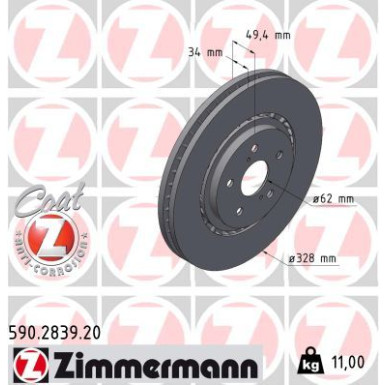 Zimmermann | Bremsscheibe | 590.2839.20