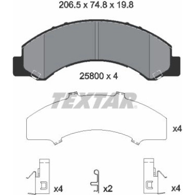 Textar | Bremsbelagsatz, Scheibenbremse | 2580001