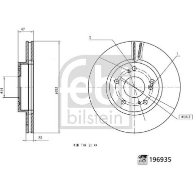 febi bilstein | Bremsscheibe | 196935