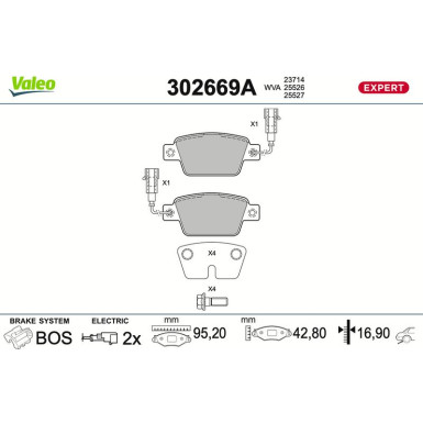 Valeo Bremsbelagsatz, Scheibenbremse EXPERT 302669A