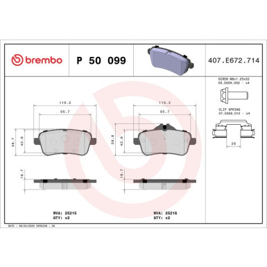 Brembo Bremsbelagsatz, Scheibenbremse PRIME LINE P 50 099