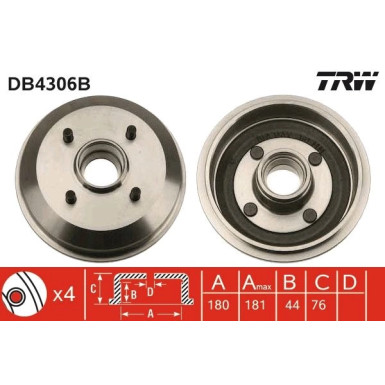 TRW | Bremstrommel | DB4306B