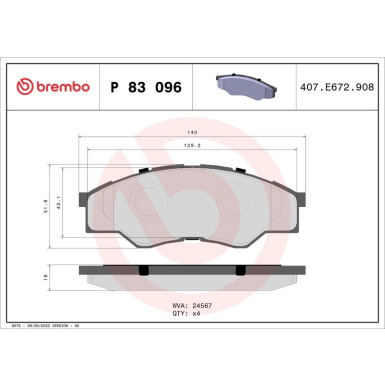 Brembo Bremsbelagsatz, Scheibenbremse PRIME LINE P 83 096