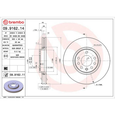 Brembo Bremsscheibe PRIME LINE - UV Coated 09.9162.11