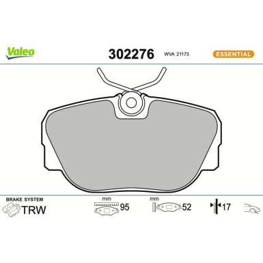 Valeo | Bremsbelagsatz, Scheibenbremse | 302276