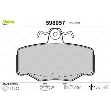 Valeo | Bremsbelagsatz, Scheibenbremse | 598057