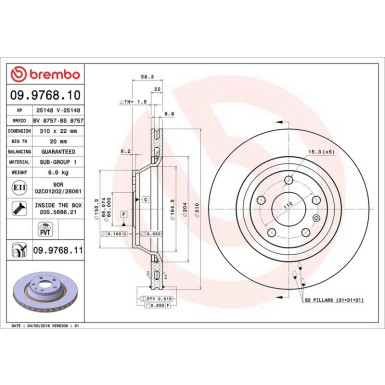 Brembo Bremsscheibe PRIME LINE - UV Coated 09.9768.11