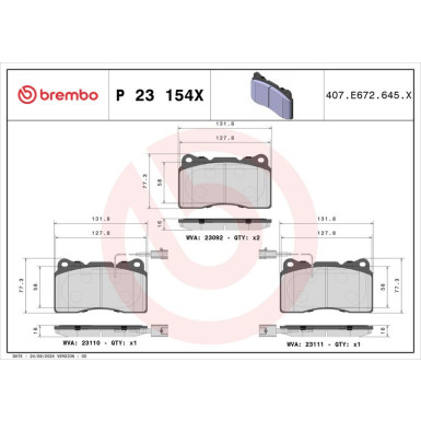 Brembo Bremsbelagsatz, Scheibenbremse XTRA LINE P 23 154X