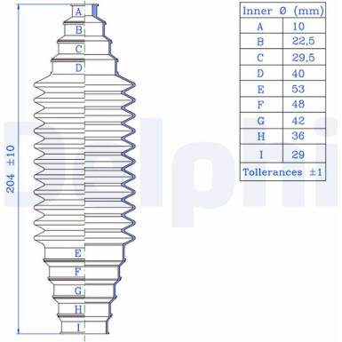 Delphi | Faltenbalgsatz, Lenkung | TBR1000 Delphi | Faltenbalgsatz, Lenkung | TBR1000
