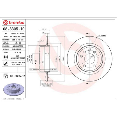 Brembo Bremsscheibe PRIME LINE - UV Coated 08.8305.11