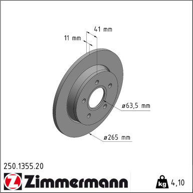 Zimmermann Bremsscheibe Coat Z 250.1355.20