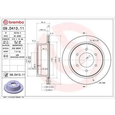 09.D413.11 Bremsscheibe PRIME LINE - UV Coated