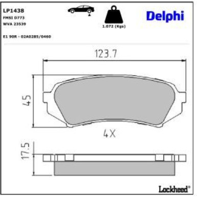 Delphi Bremsbelagsatz, Scheibenbremse LP1438
