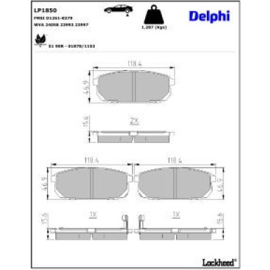 Delphi Bremsbelagsatz, Scheibenbremse LP1850
